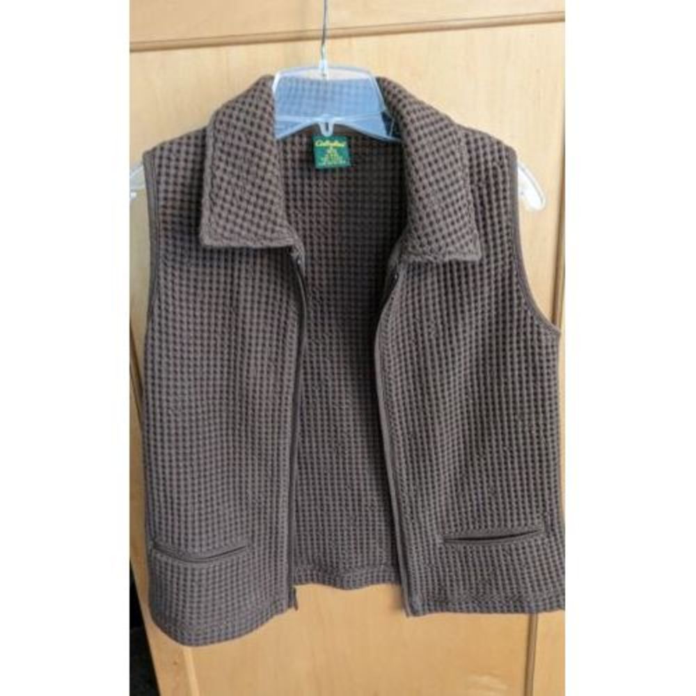 Cabelas  Waffle Textured 100% Cotton Vest Size‎ mens Medium Chamois Zip Front